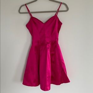 Fuchsia satin cocktail dress
